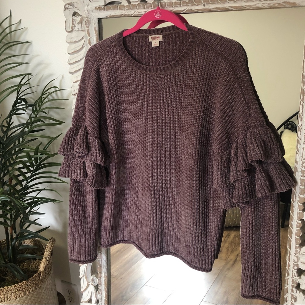 Chenille Ruffle Sleeve Sweater